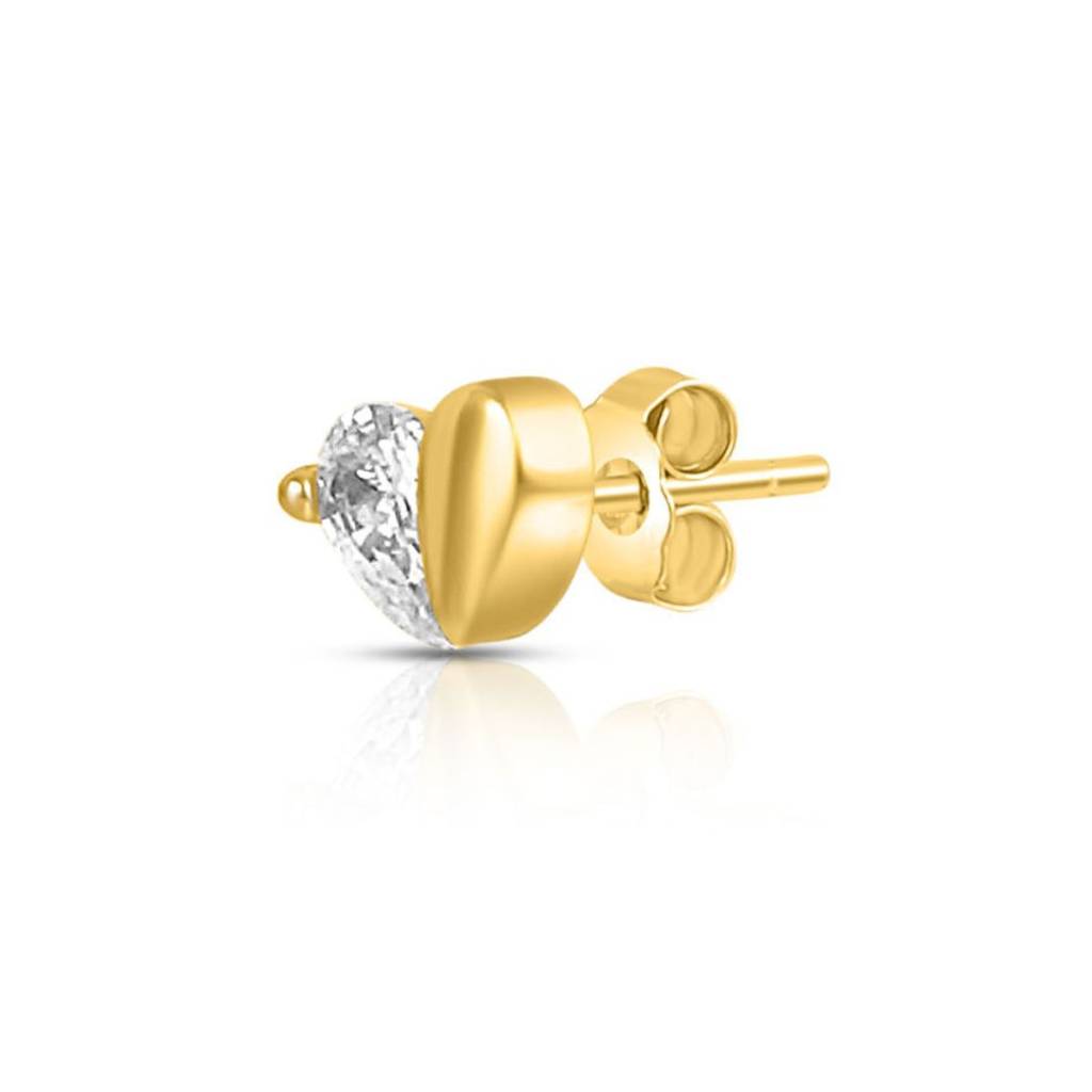 Hidden Heart Gold Plated 925 Sterling Silver Earrings : EAR-20964-G