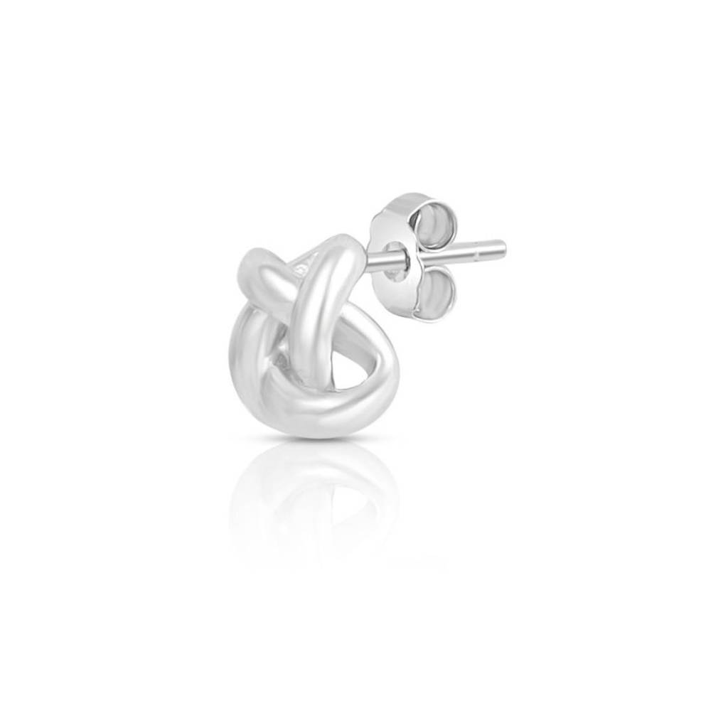 Love Knot Rhodium Plated 925 Sterling Silver Stud Earrings : EAR-20966-R