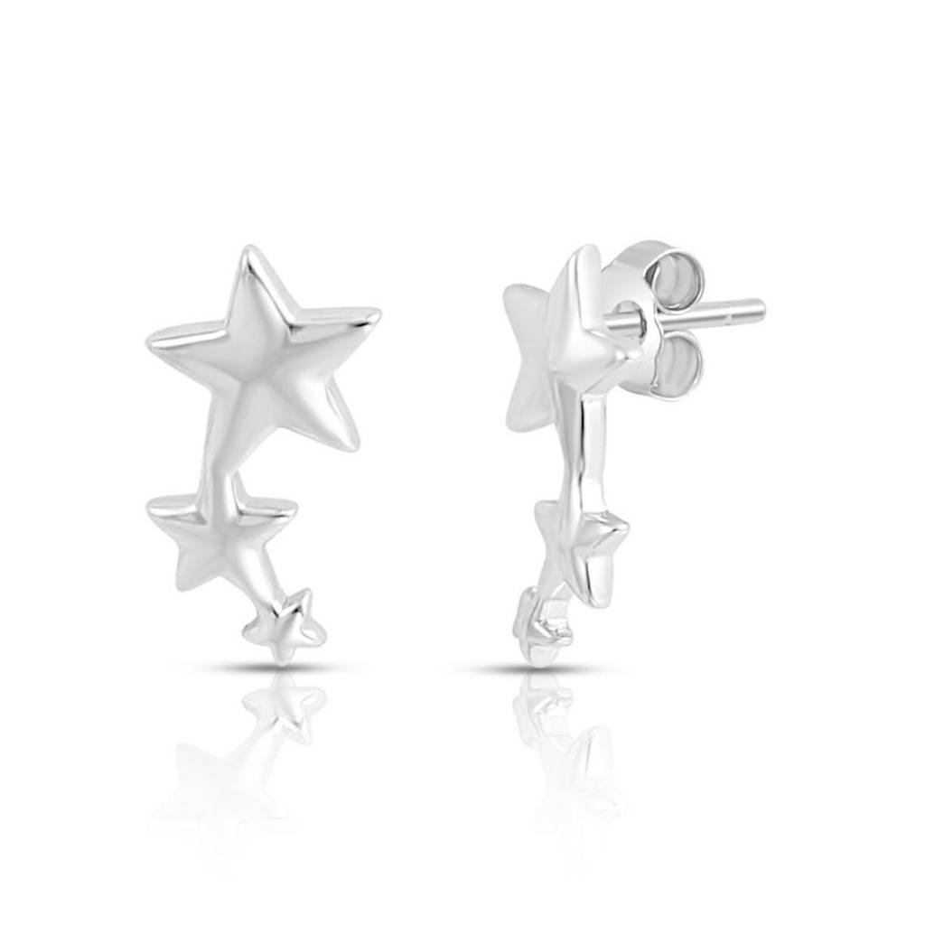 Celestial Twinkle Rhodium Plated 925 Sterling Silver Earrings : EAR-20967-R