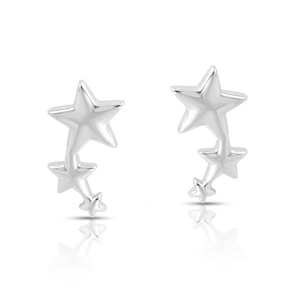Celestial Twinkle Rhodium Plated 925 Sterling Silver Earrings : EAR-20967-R