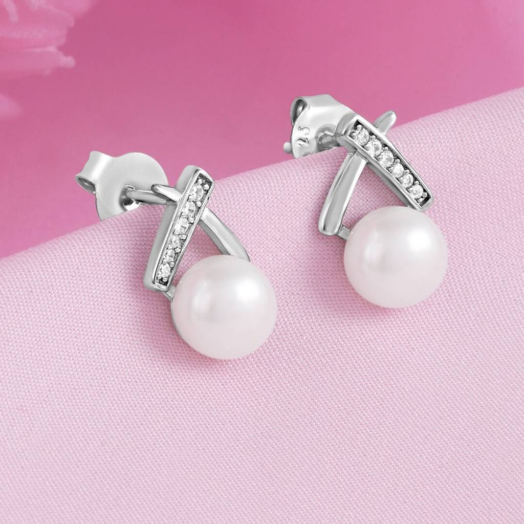 Moonstone Magic Rhodium Plated 925 Sterling Silver Earrings : EAR-20968-R
