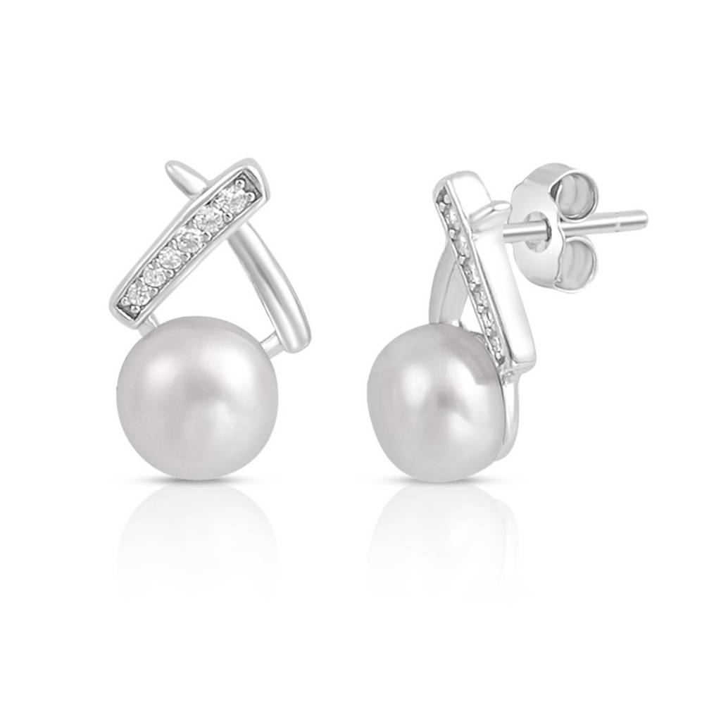 Moonstone Magic Rhodium Plated 925 Sterling Silver Earrings : EAR-20968-R