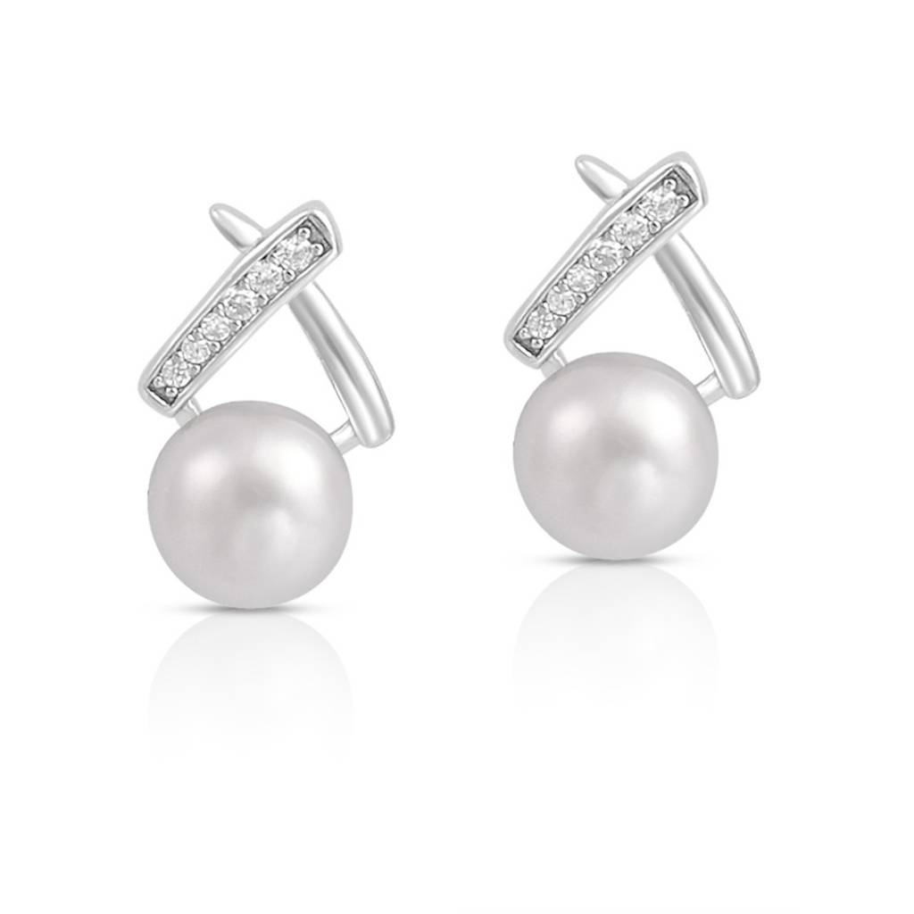 Moonstone Magic Rhodium Plated 925 Sterling Silver Earrings : EAR-20968-R