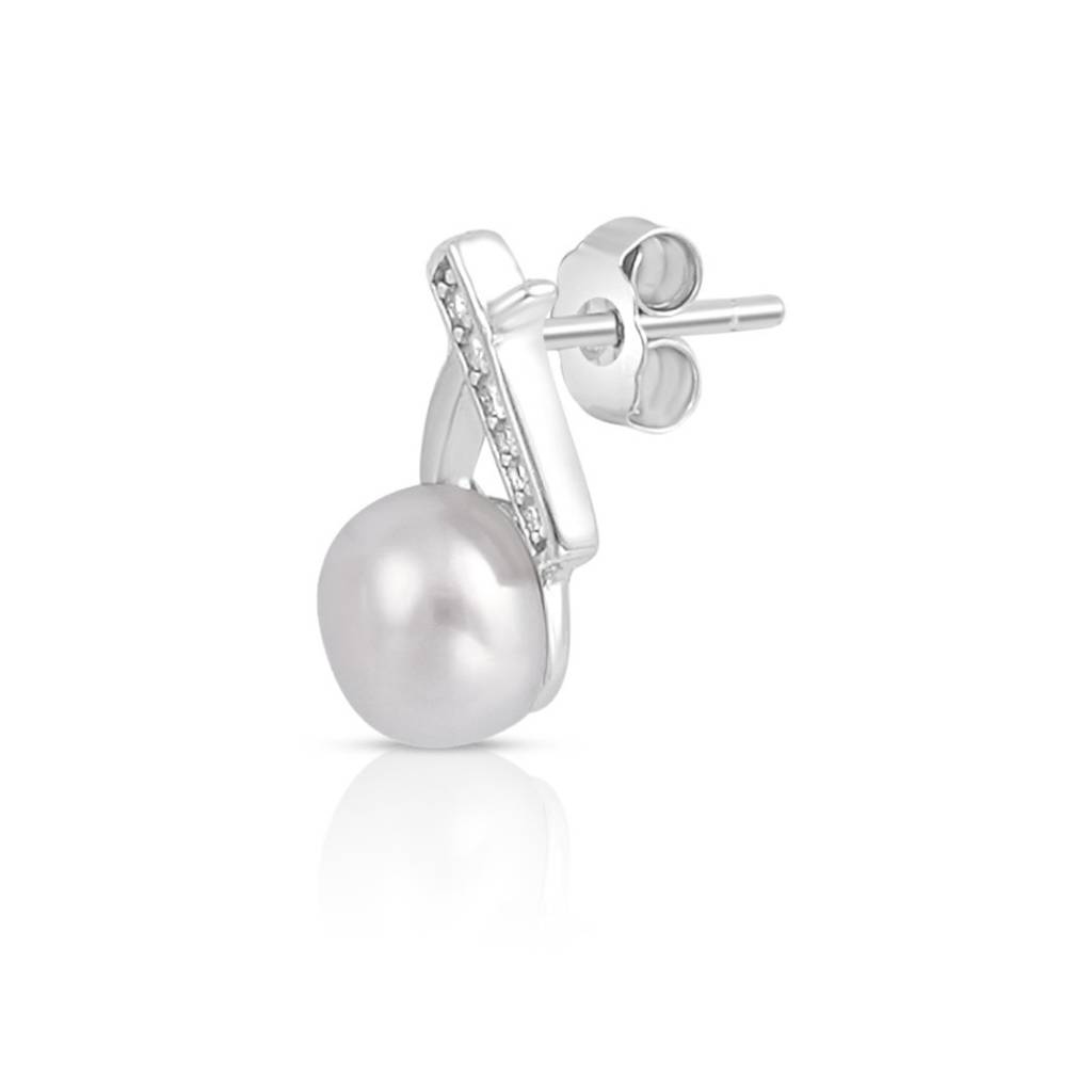 Moonstone Magic Rhodium Plated 925 Sterling Silver Earrings : EAR-20968-R