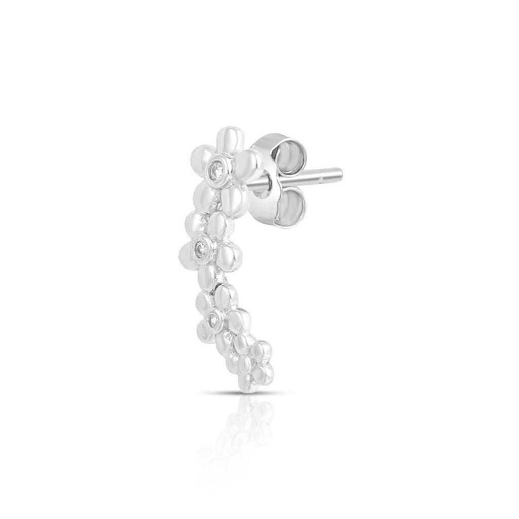 Floral Rhodium Plated 925 Sterling Silver Earrings : EAR-20969-R