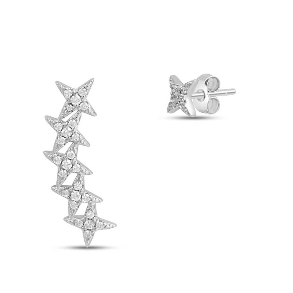 Twinkling Stars Rhodium Plated 925 Sterling Silver Earrings : EAR-20973-R