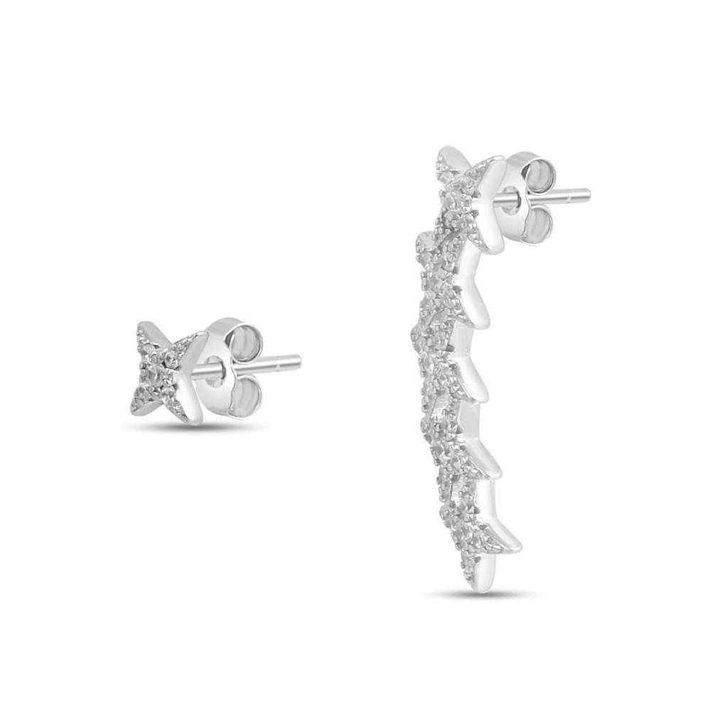 Twinkling Stars Rhodium Plated 925 Sterling Silver Earrings : EAR-20973-R