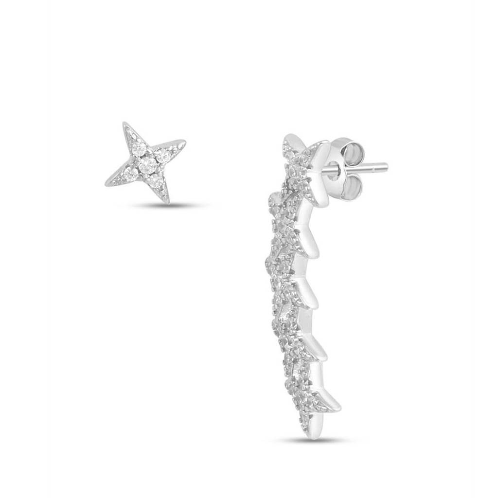 Twinkling Stars Rhodium Plated 925 Sterling Silver Earrings : EAR-20973-R