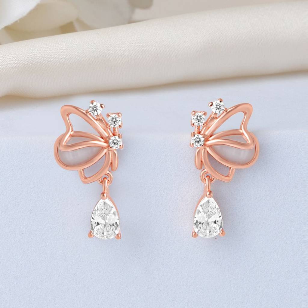 Butterfly Rose Gold Plated 925 Sterling Silver Earrings : EAR-20978-RG