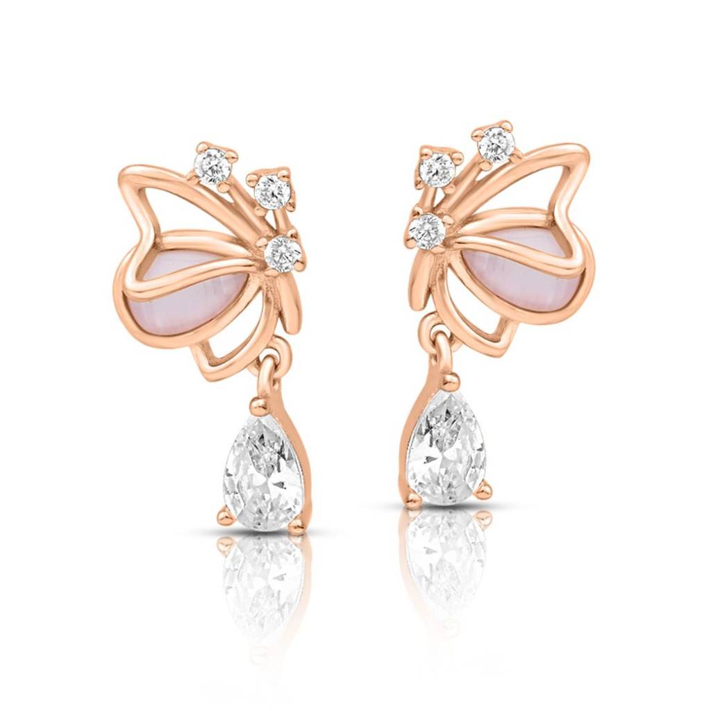 Butterfly Rose Gold Plated 925 Sterling Silver Earrings : EAR-20978-RG