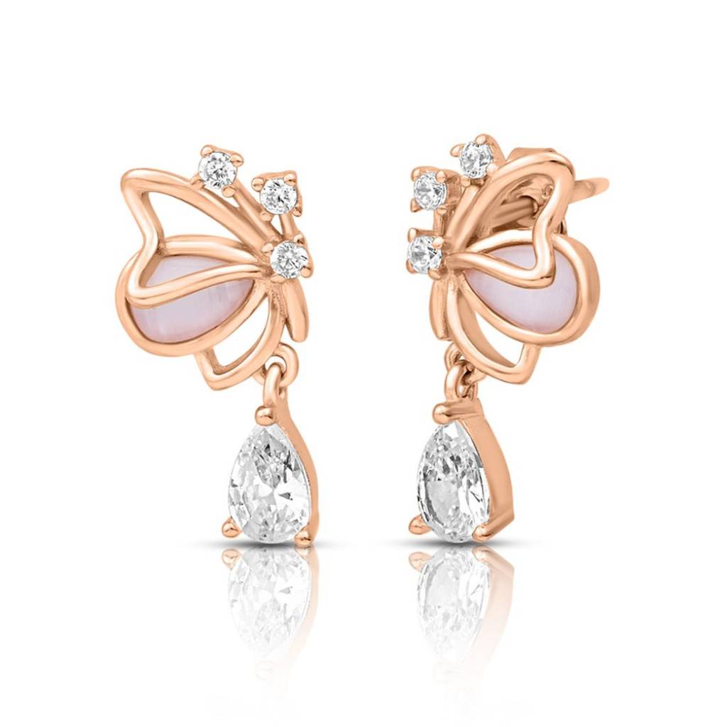 Butterfly Rose Gold Plated 925 Sterling Silver Earrings : EAR-20978-RG