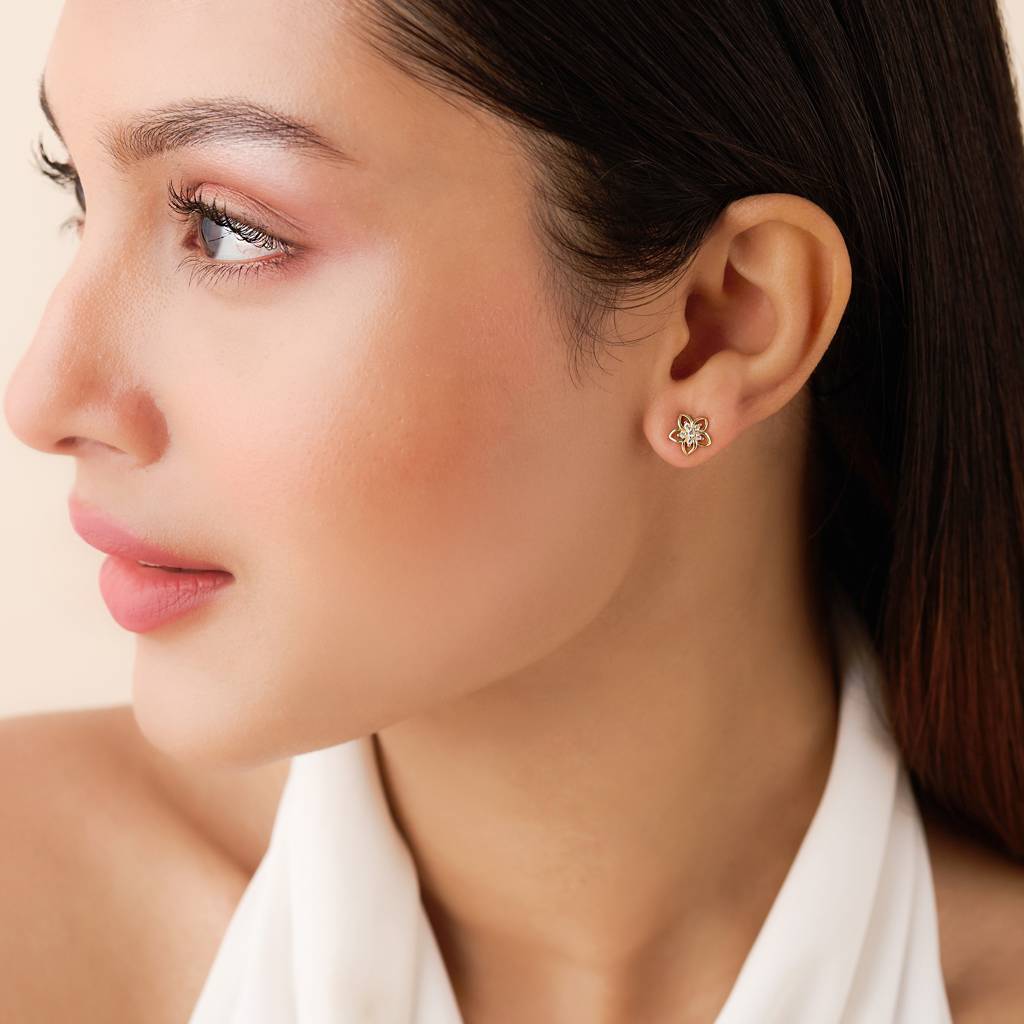 A Little Daily Delight Stud Gold Plated Earrings : EAR-21022-G