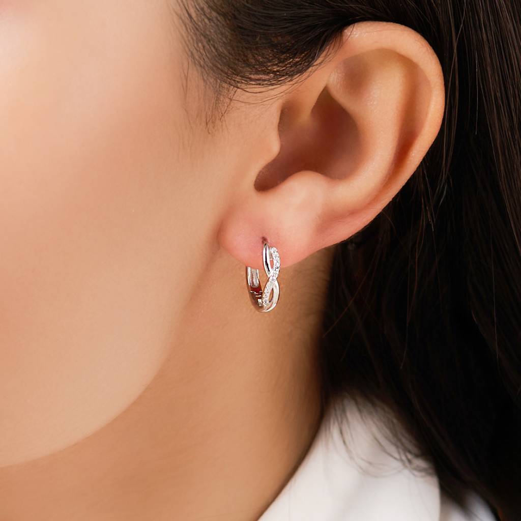 A Forever Promise Huggie Hoop
 Rhodium Plated Earrings : EAR-21026-R