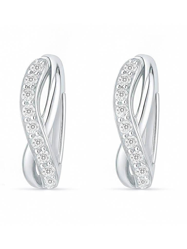 A Forever Promise Huggie Hoop
 Rhodium Plated Earrings : EAR-21026-R