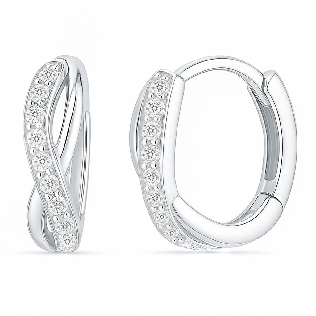 A Forever Promise Huggie Hoop
 Rhodium Plated Earrings : EAR-21026-R