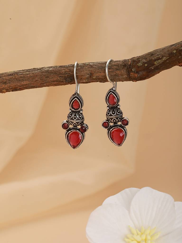 Silver-Plated Drop Earrings : EAR-JS23-30217