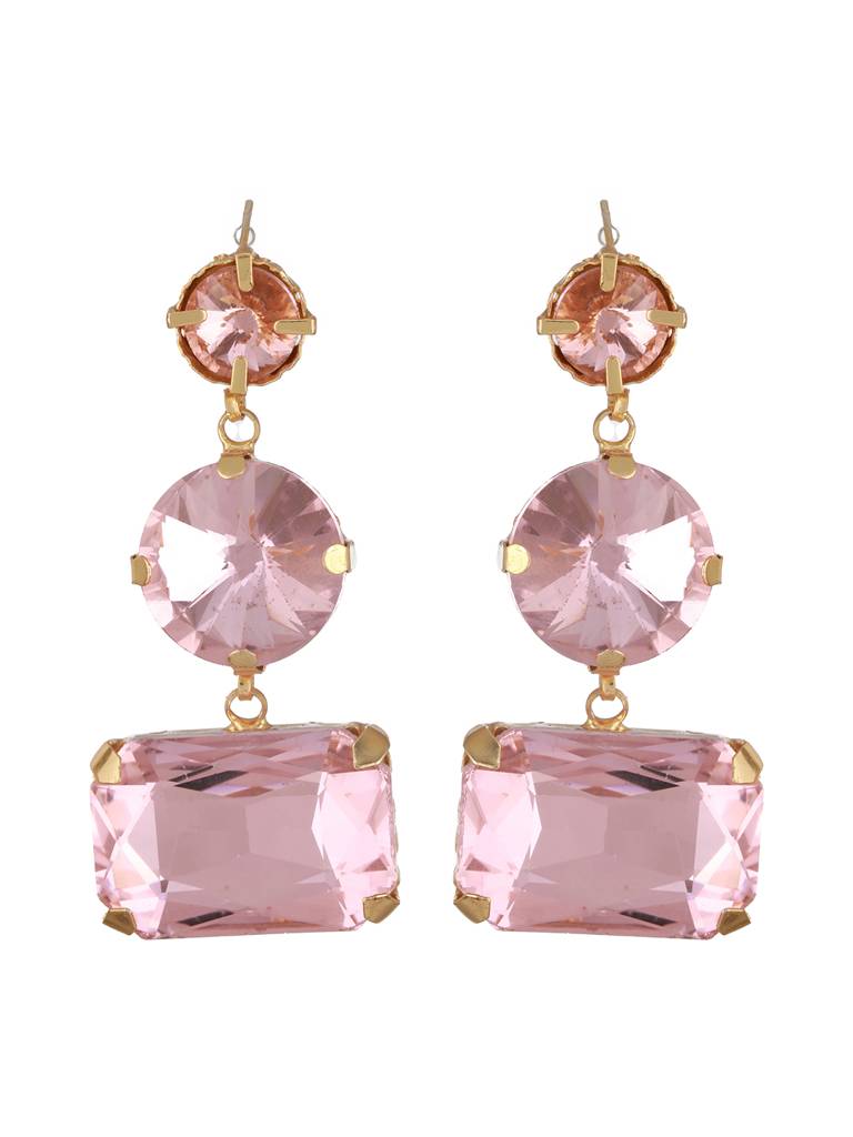 Gold Plated Artificial Stones Drop Earrings : EAR-JS24-30321