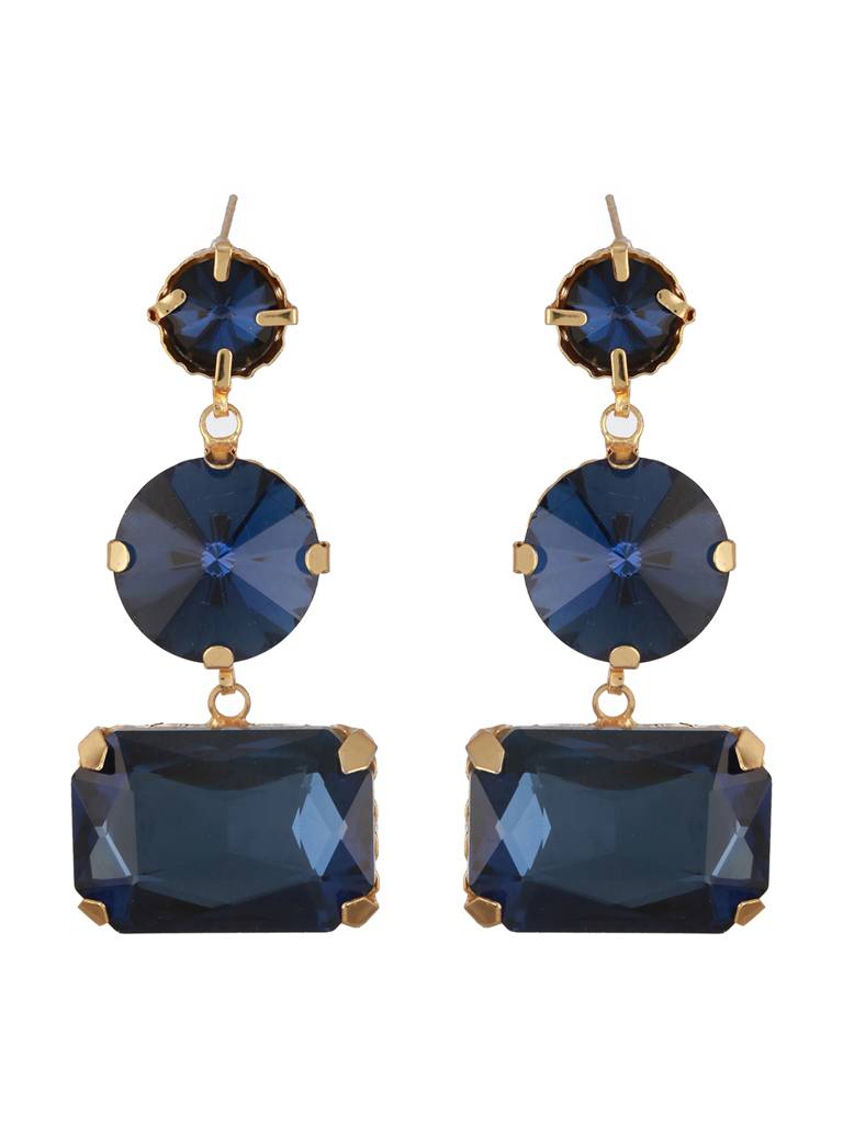 Gold Plated Artificial Stones Drop Earrings : EAR-JS24-30323