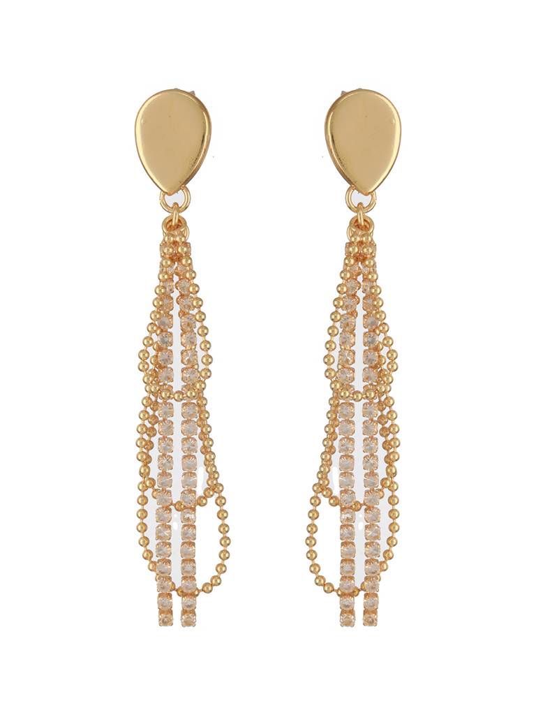 Set Of 2 Gold-Plated & Silver-Plated Contemporary Drop Earrings : EAR-JS24-30328