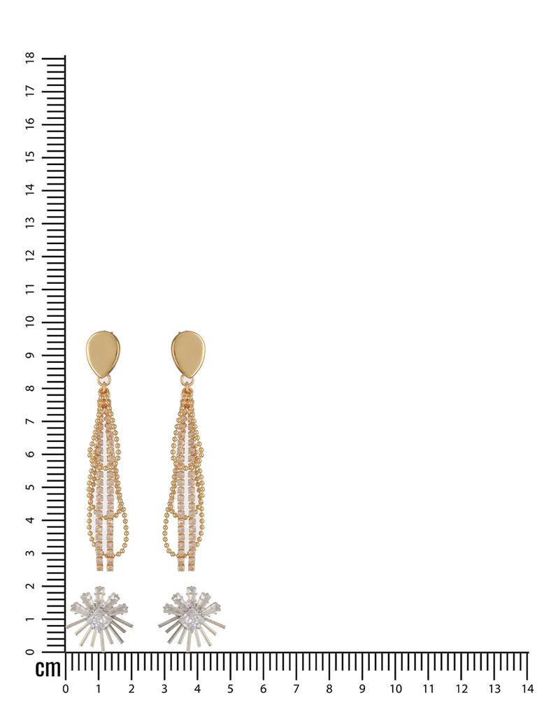 Set Of 2 Gold-Plated & Silver-Plated Contemporary Drop Earrings : EAR-JS24-30328