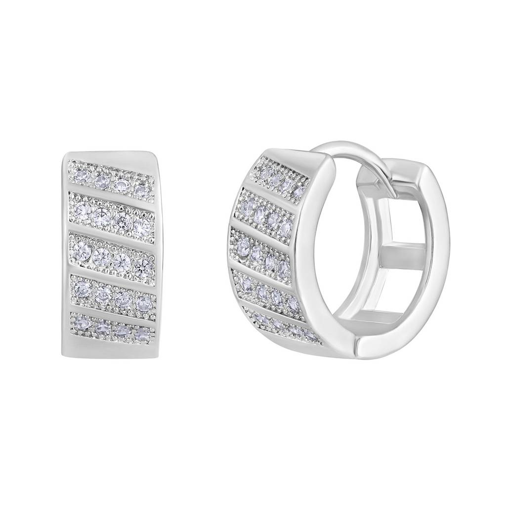 American Diamond Studded Hoop Earrings-30354 : EAR-JS25-30356