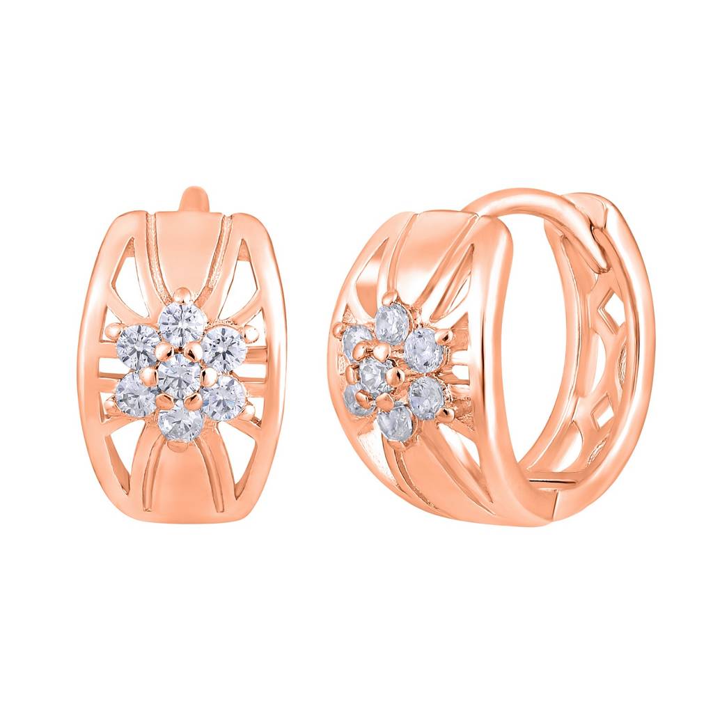 Rose Gold-Plated Stone-Studded Contemporary Studs : EAR-JS25-30357