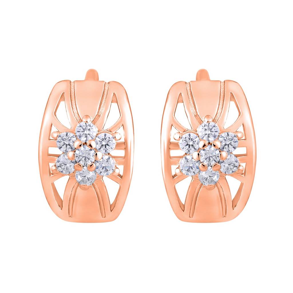 Rose Gold-Plated Stone-Studded Contemporary Studs : EAR-JS25-30357