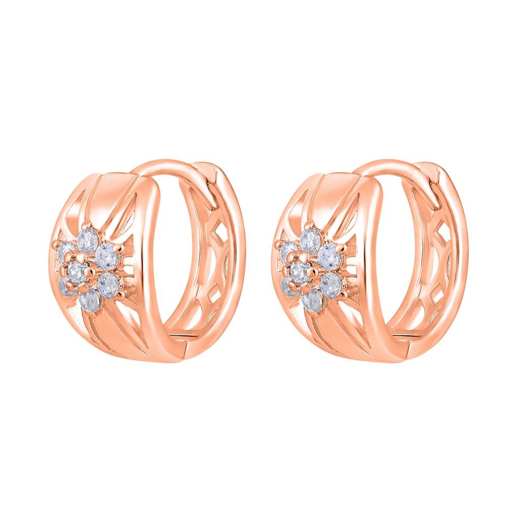 Rose Gold-Plated Stone-Studded Contemporary Studs : EAR-JS25-30357
