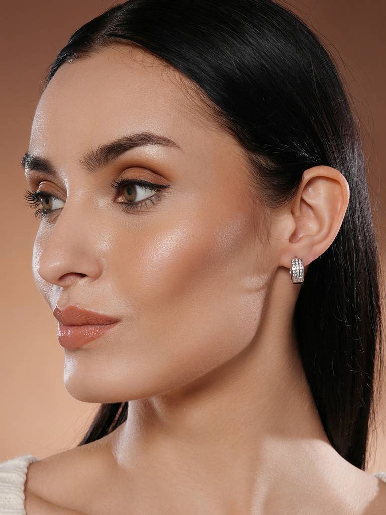 Plated Contemporary Hoop Earrings-30365 : EAR-JS25-30358