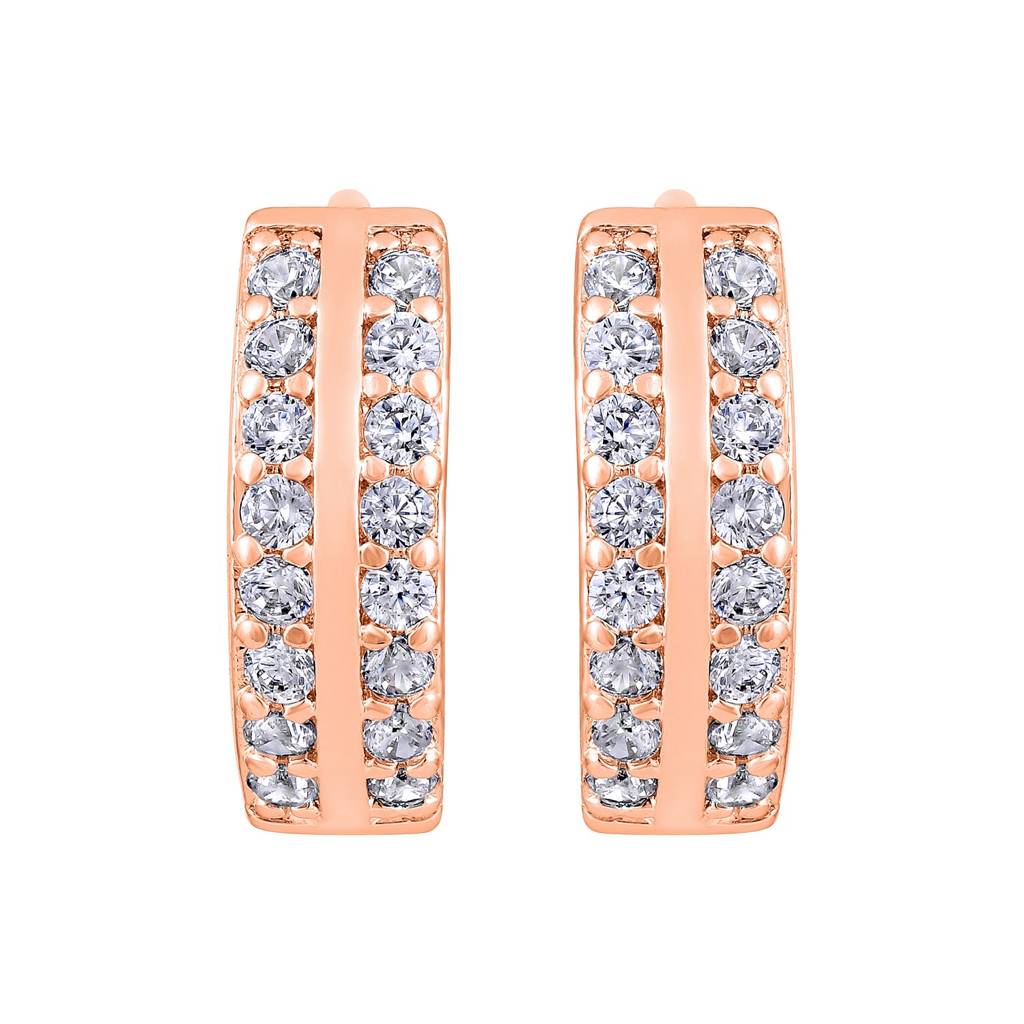 Rose Gold Contemporary Hoop Earrings : EAR-JS25-30360