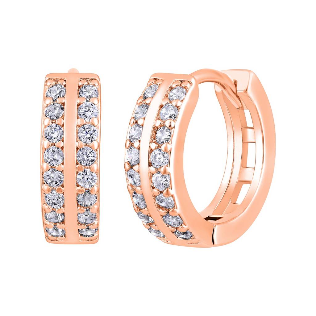 Rose Gold Contemporary Hoop Earrings : EAR-JS25-30360