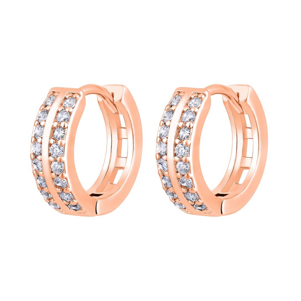 Rose Gold Contemporary Hoop Earrings : EAR-JS25-30360