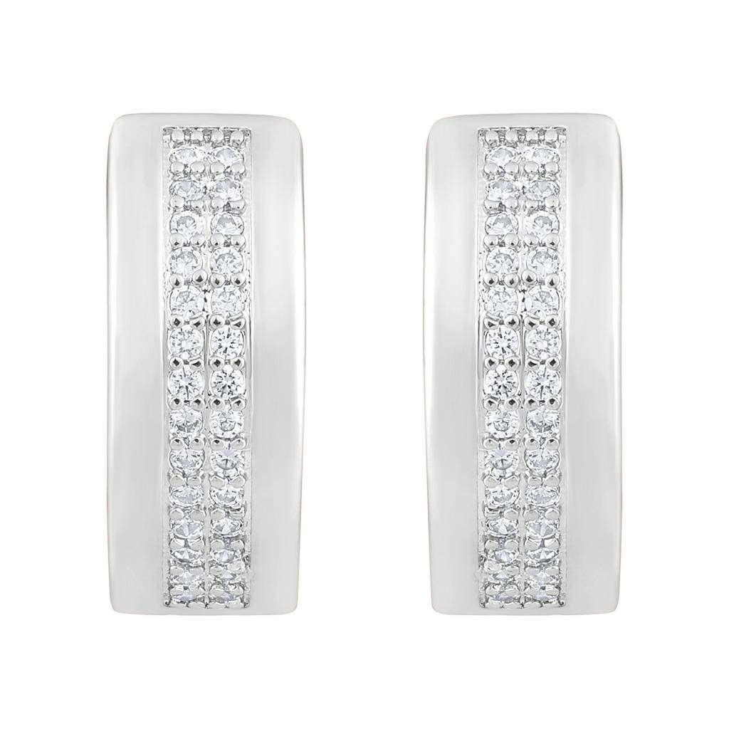 Silver Plated Hoop Earrings : EAR-JS25-30366