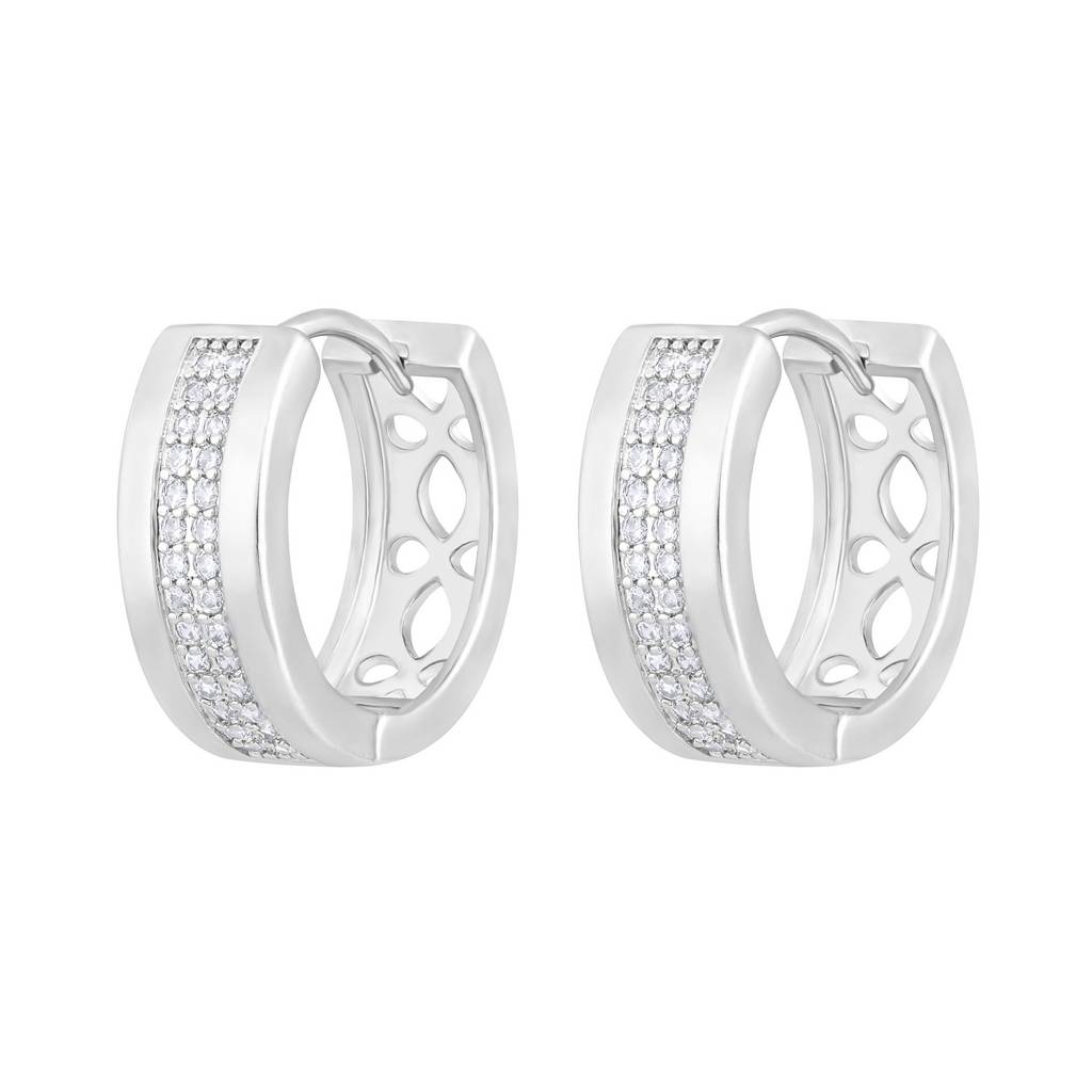 Silver Plated Hoop Earrings : EAR-JS25-30366