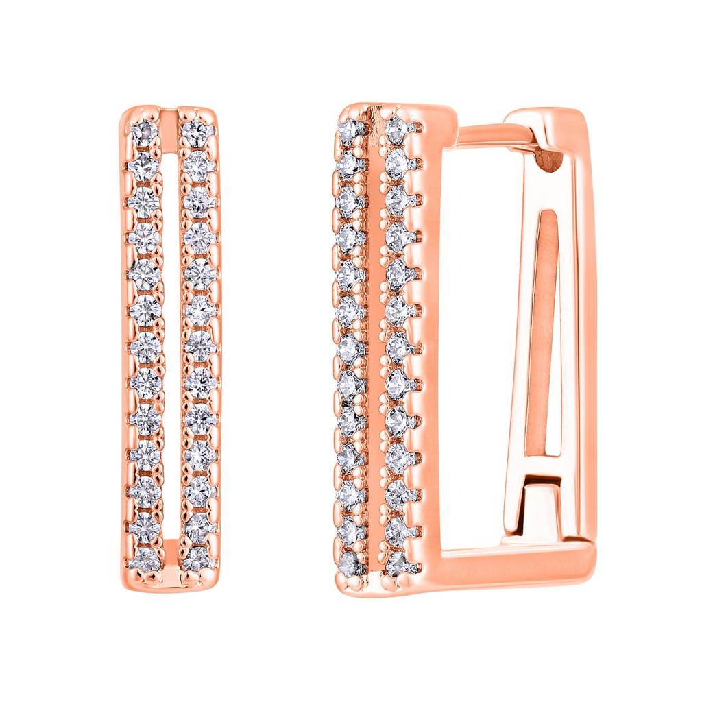 Rose Gold-Plated Contemporary Hoop Earrings-Ear-Js25-30368 : EAR-JS25-30368