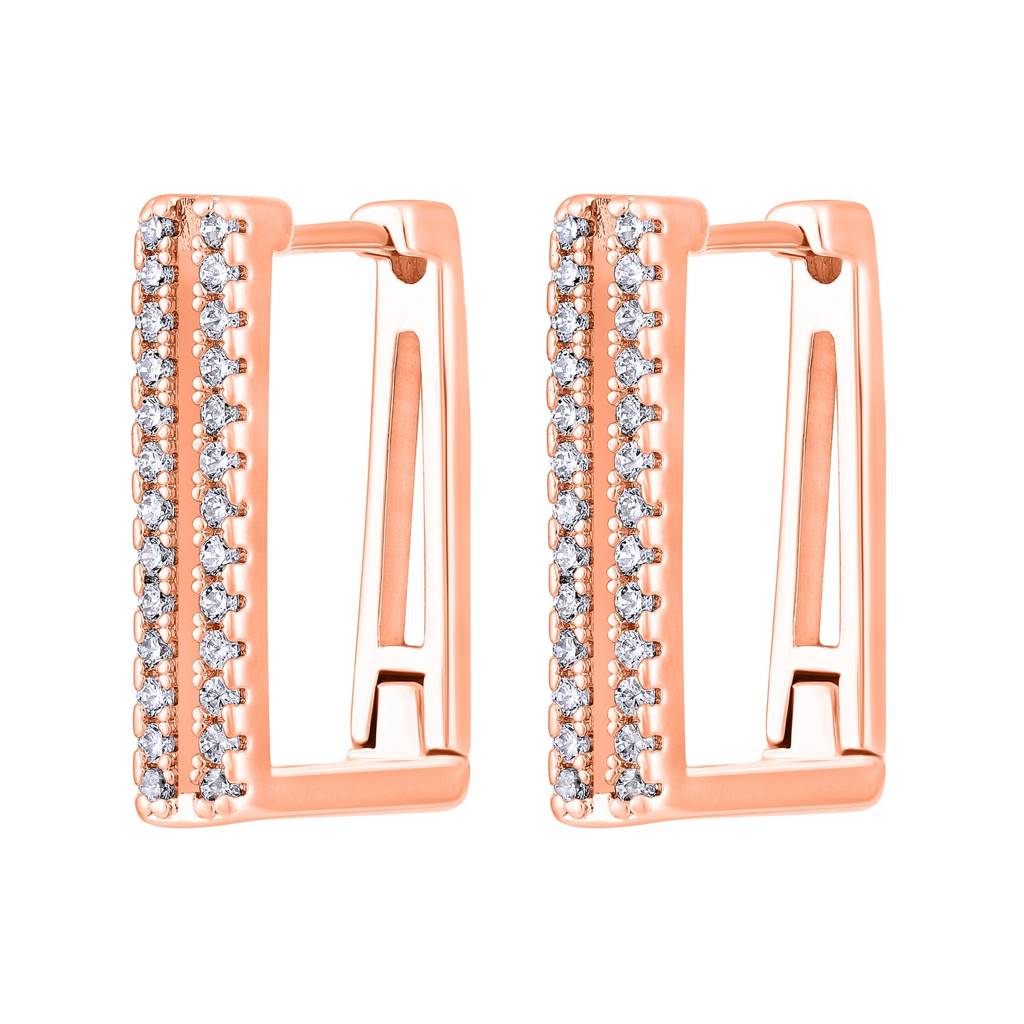 Rose Gold-Plated Contemporary Hoop Earrings-Ear-Js25-30368 : EAR-JS25-30368