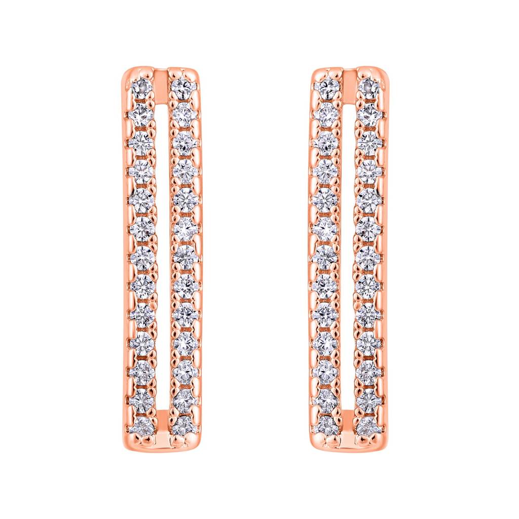 Rose Gold-Plated Contemporary Hoop Earrings-Ear-Js25-30368 : EAR-JS25-30368