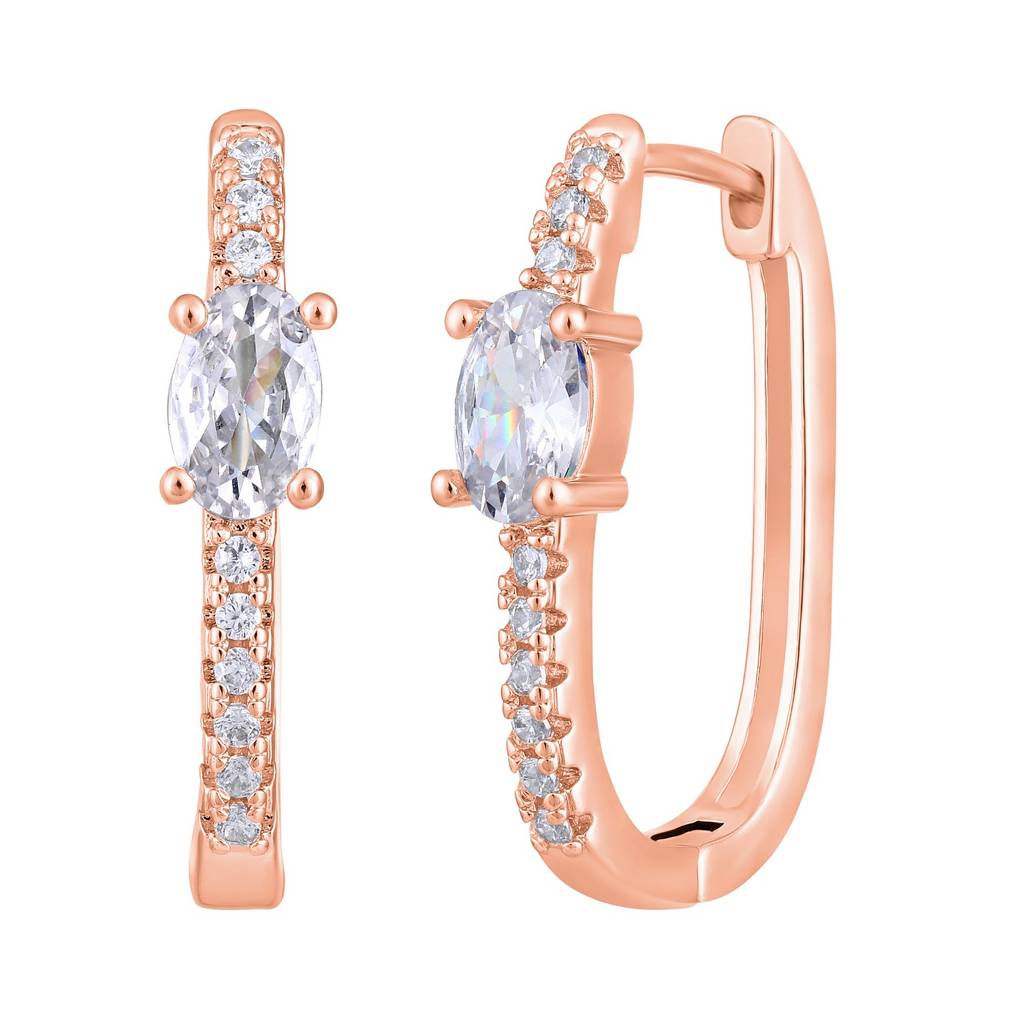 Rose Gold-Toned Crystal Studded Circular Hoop Earrings-Ear-Js25-30370 : EAR-JS25-30370