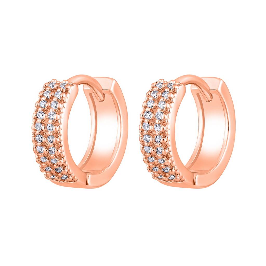 Rose Gold Plated Geometric Hoop Earrings : EAR-JS25-30373