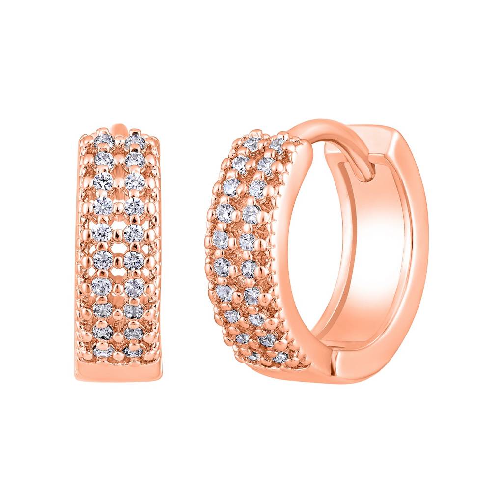 Rose Gold Plated Geometric Hoop Earrings : EAR-JS25-30373