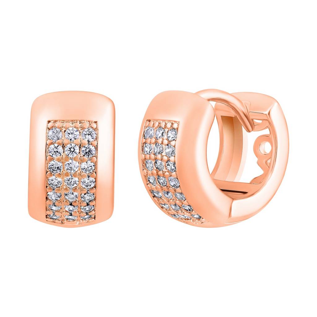 Rose Gold-Toned Crystal Studded Circular Hoop Earrings-Ear-Js25-30377 : EAR-JS25-30377