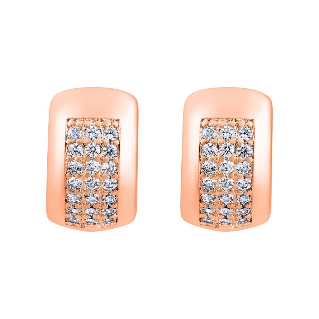 Rose Gold-Toned Crystal Studded Circular Hoop Earrings-Ear-Js25-30377 : EAR-JS25-30377