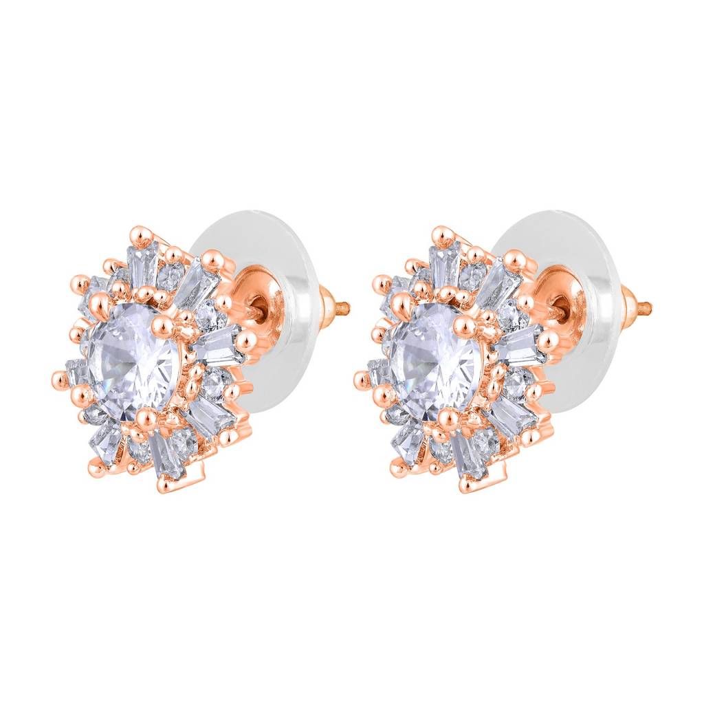 American Diamond Studded Floral Stud Earrings-30386 : EAR-JS25-30386