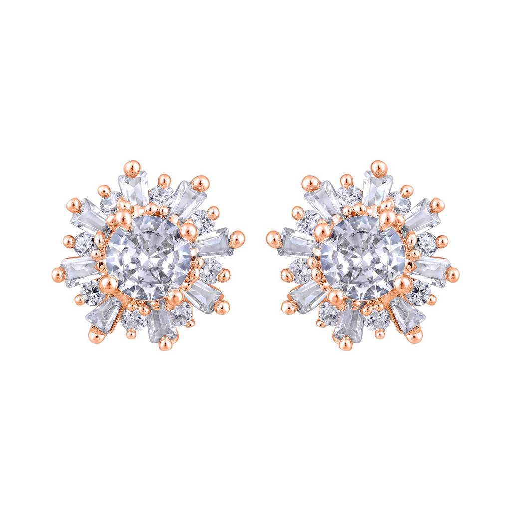 American Diamond Studded Floral Stud Earrings-30386 : EAR-JS25-30386