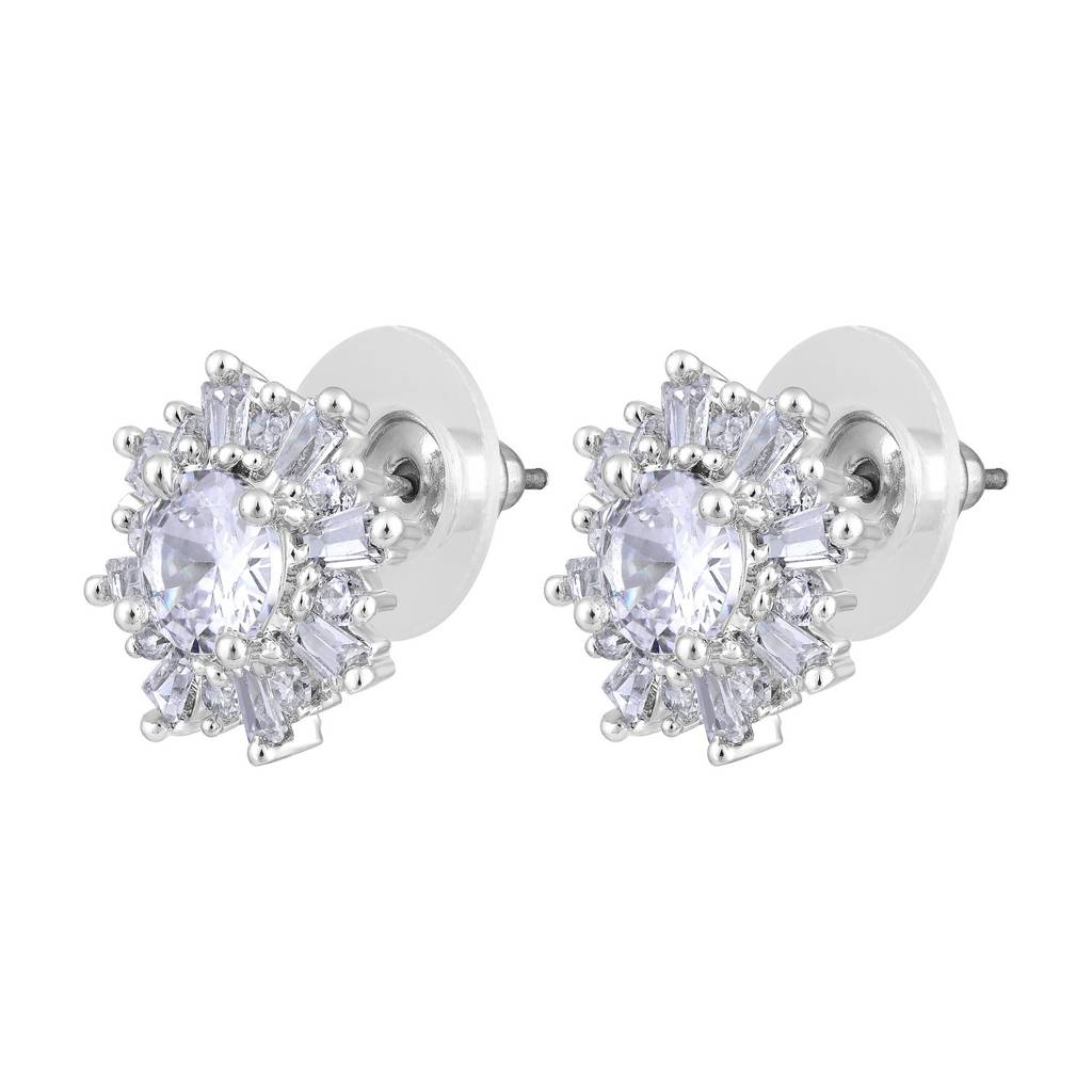 American Diamond Studded Floral Stud Earrings-30386 : EAR-JS25-30390