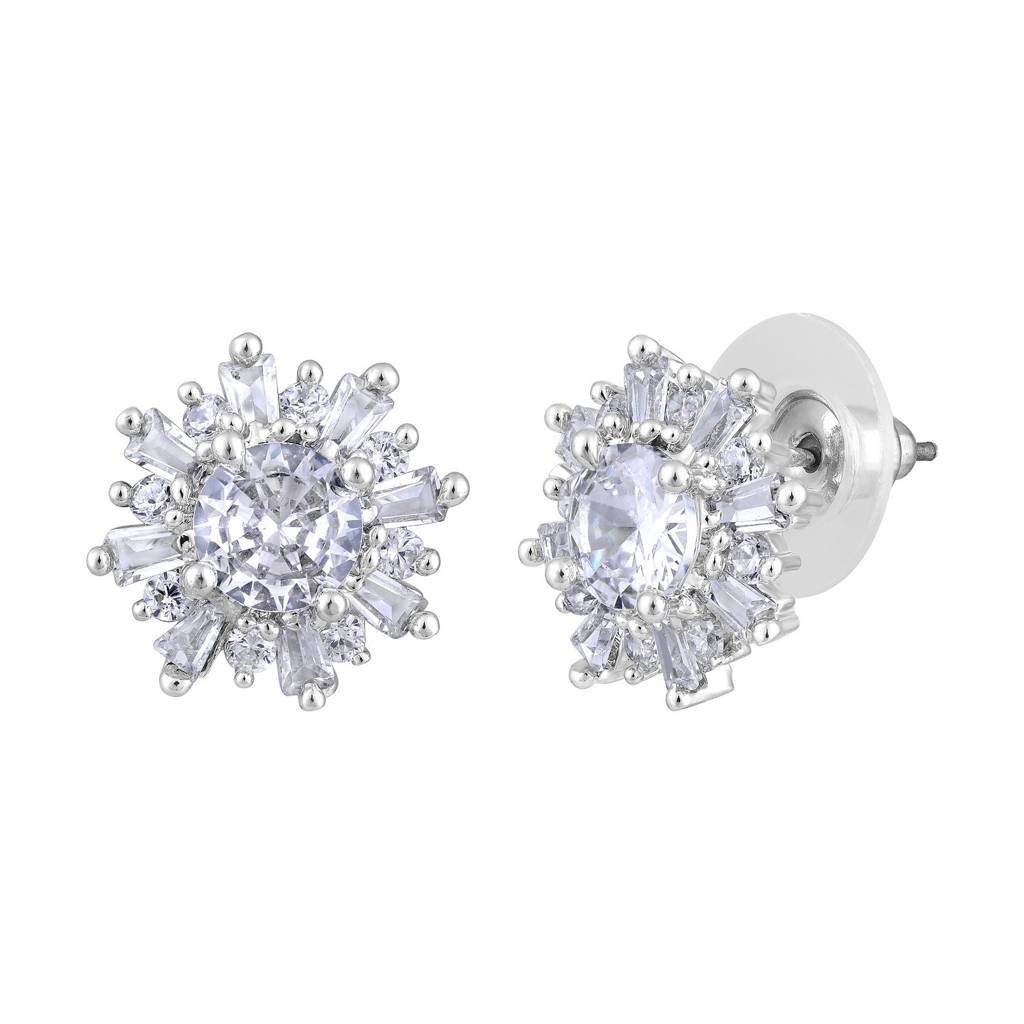 American Diamond Studded Floral Stud Earrings-30386 : EAR-JS25-30390