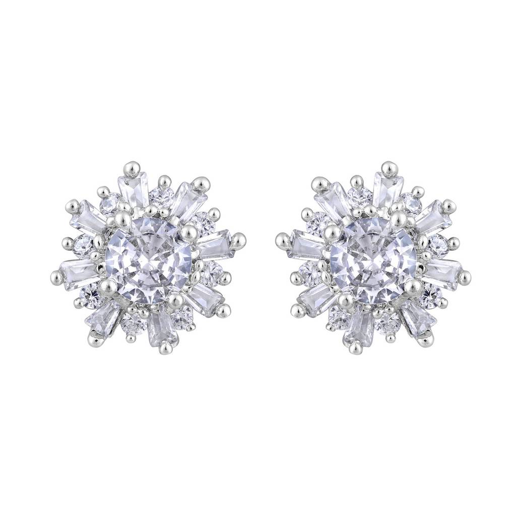 American Diamond Studded Floral Stud Earrings-30386 : EAR-JS25-30390