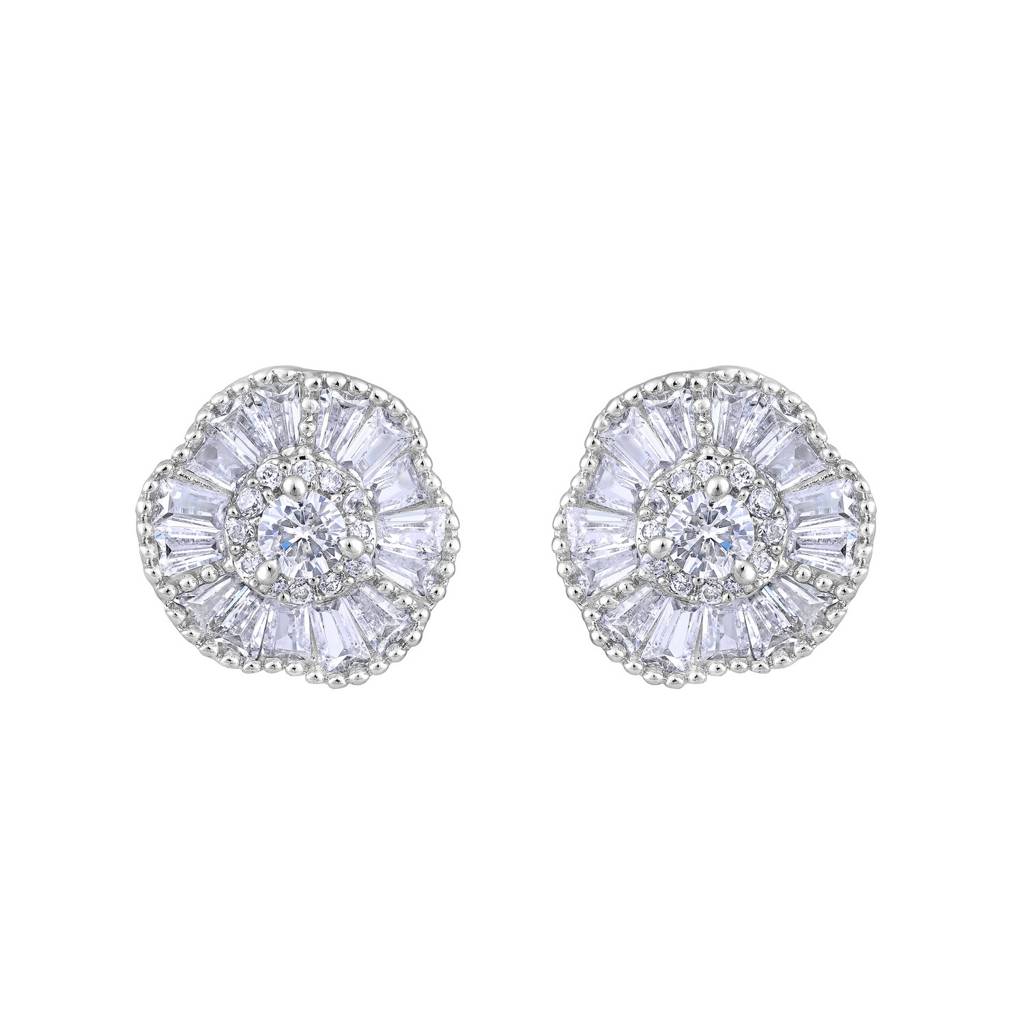 American Diamond Studded Floral Stud Earrings-30392 : EAR-JS25-30392