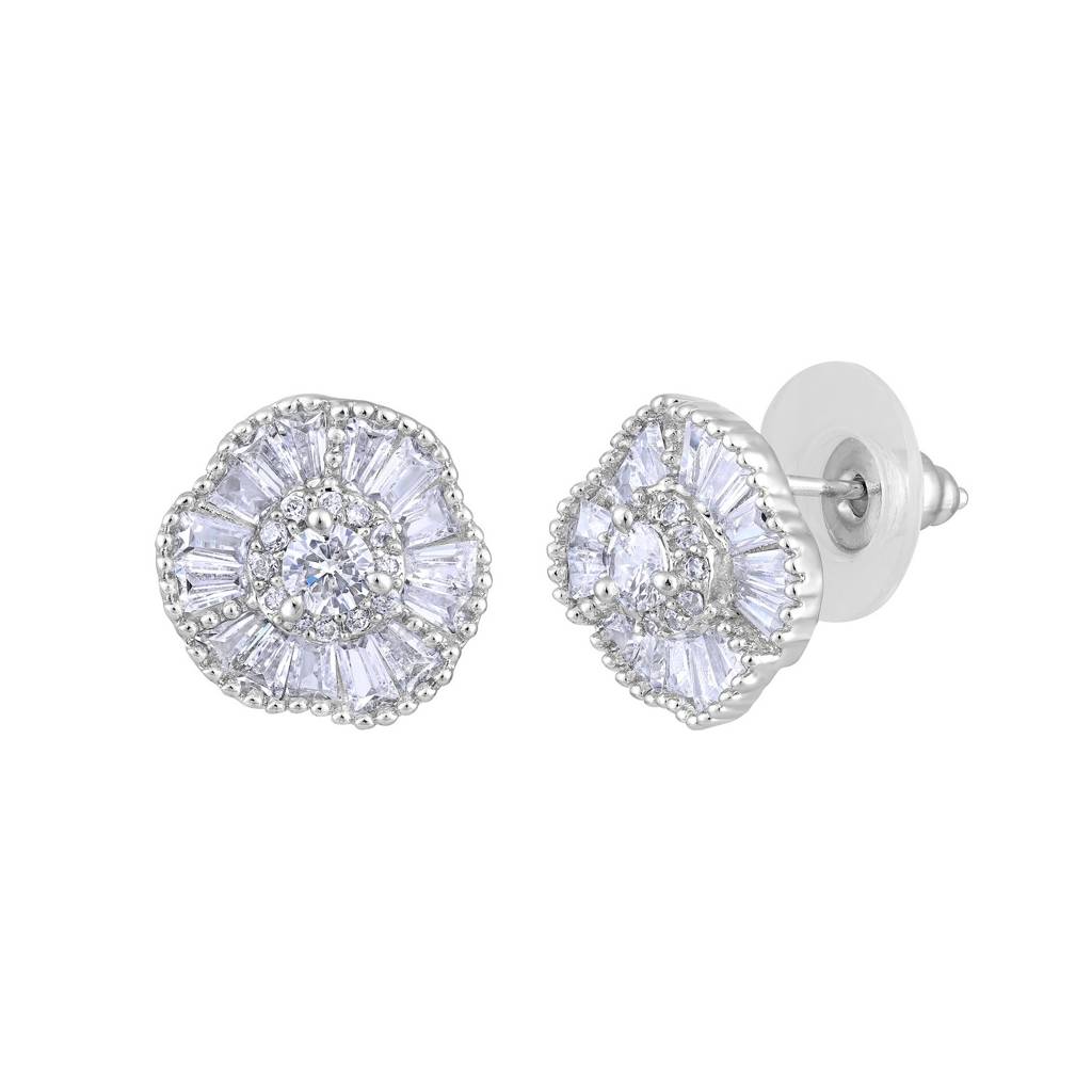 American Diamond Studded Floral Stud Earrings-30392 : EAR-JS25-30392