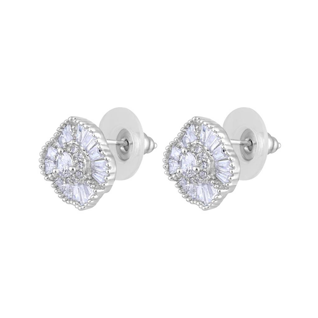 American Diamond Studded Floral Stud Earrings-30392 : EAR-JS25-30392